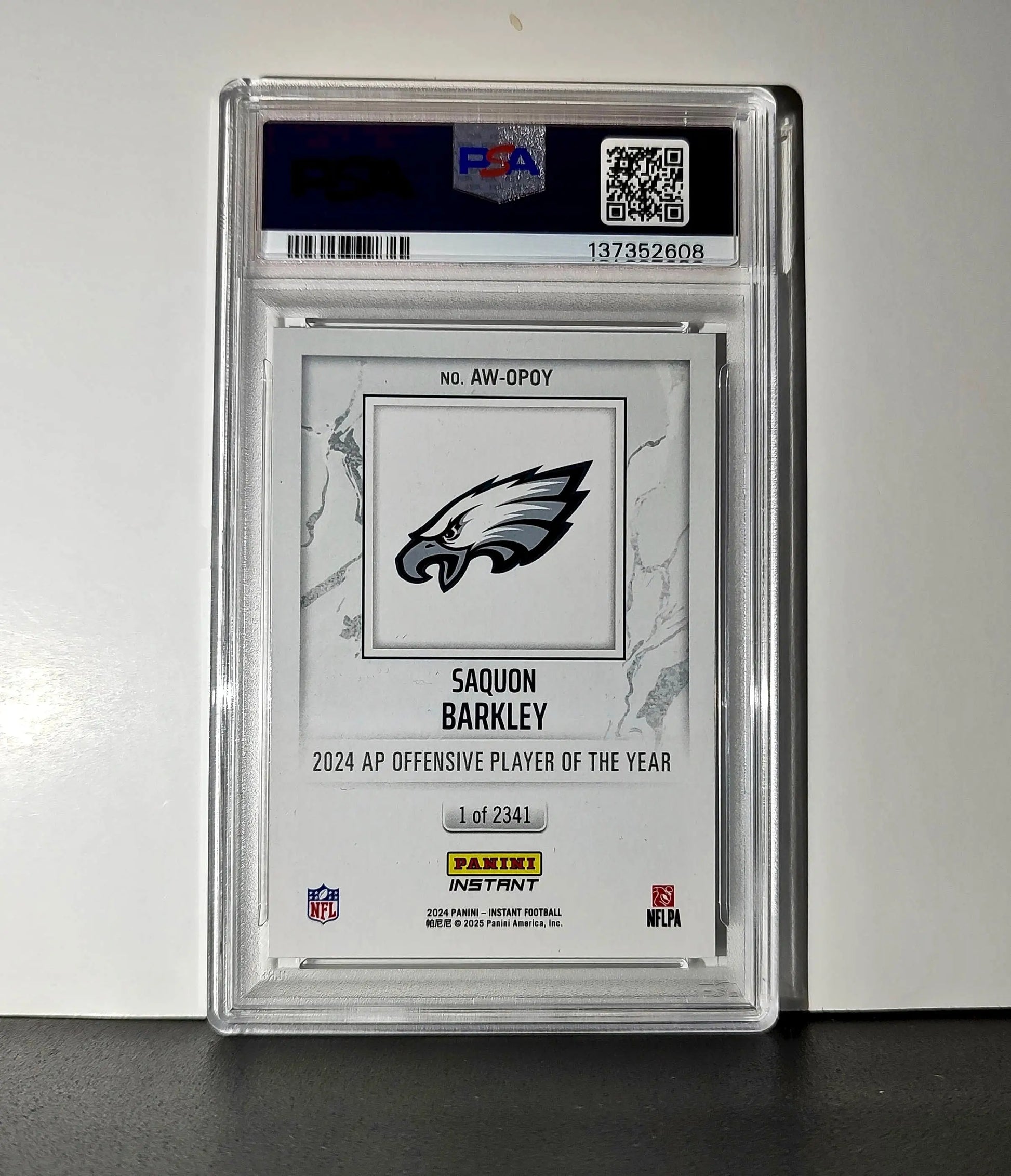 Saquon Barkley 2024 Panini NFL Offensive Player of the Year Eagles PSA 8 NM-MT