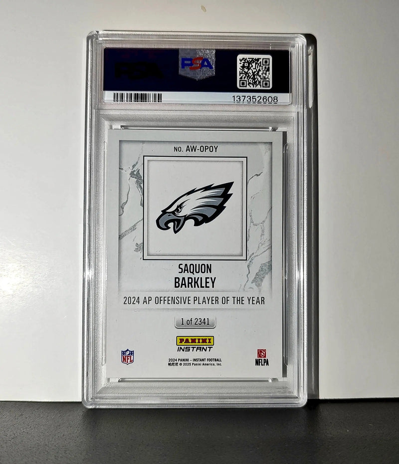 Saquon Barkley 2024 Panini NFL Offensive Player of the Year Eagles PSA 8 NM-MT