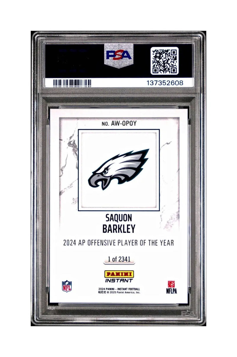 Saquon Barkley 2024 Panini NFL Offensive Player of the Year Eagles PSA 8 NM-MT