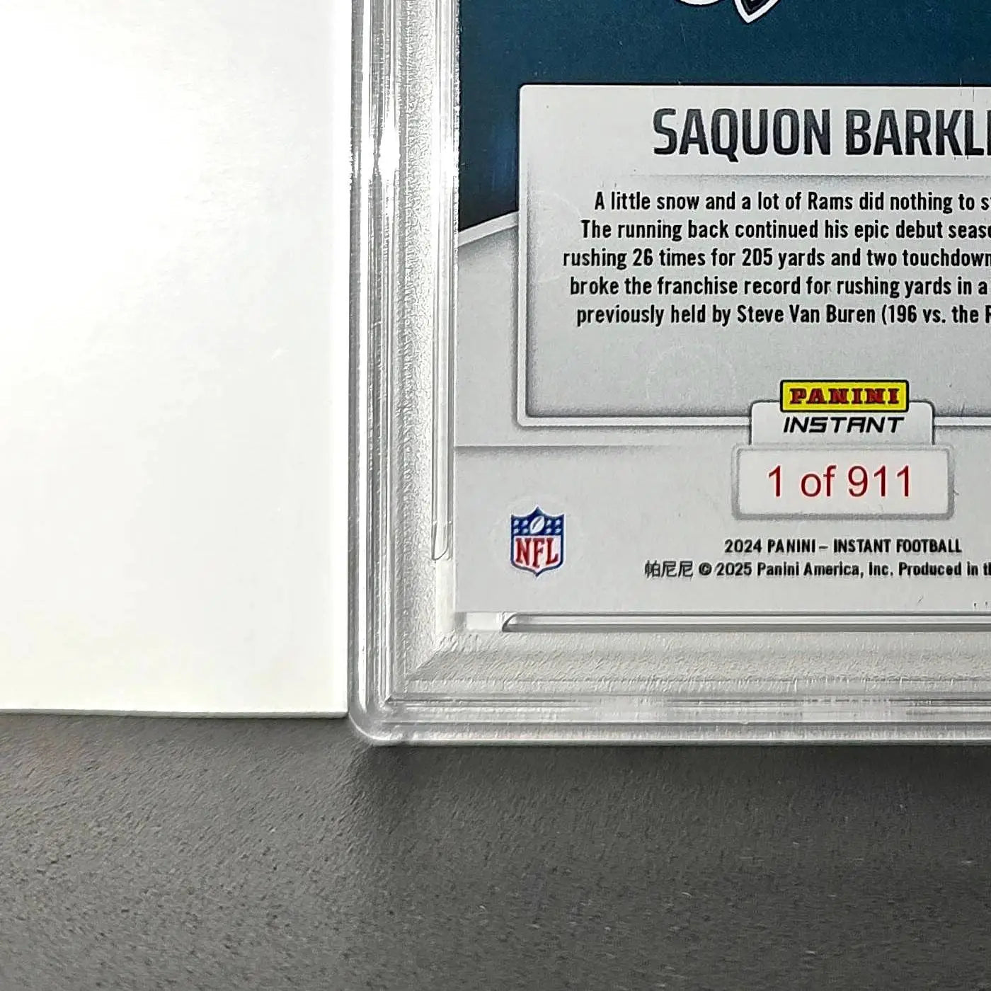 Saquon Barkley 2024 Panini Record Breaker NFL #270 Philadelphia Eagles PSA 10 - Football Card Single