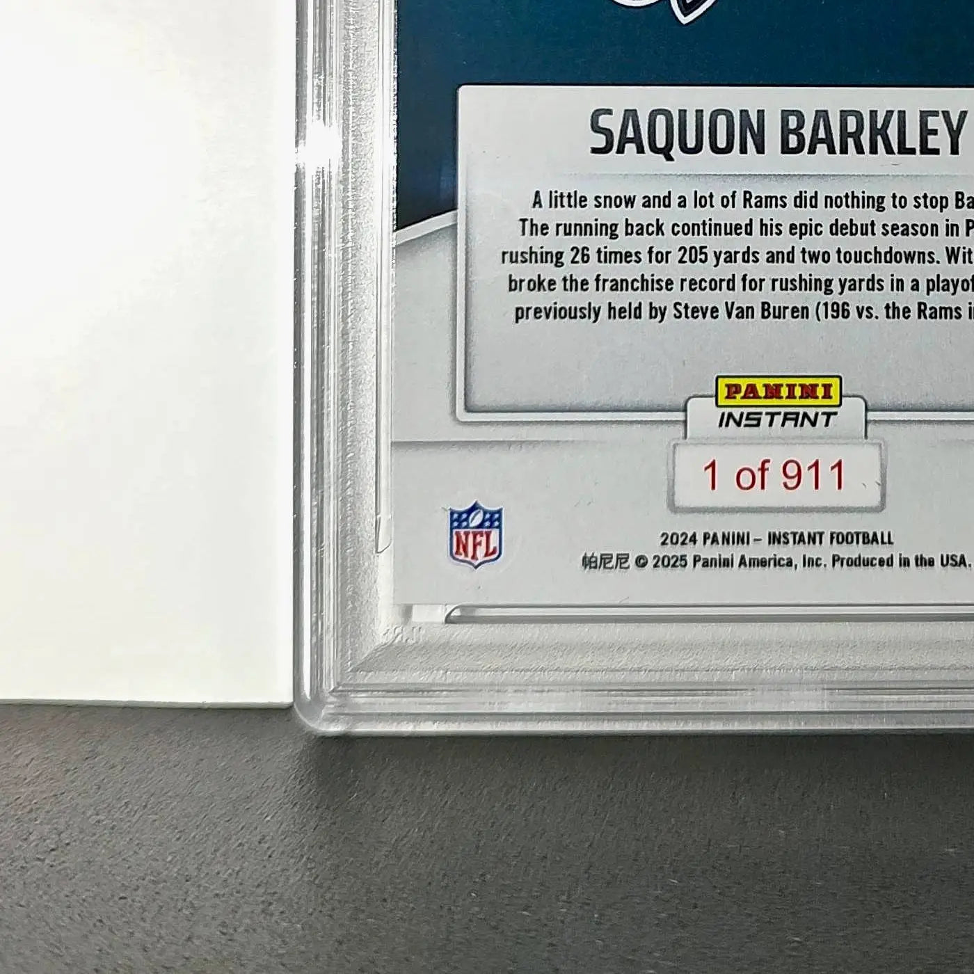 Saquon Barkley 2024 Panini Record Breaker NFL #270 Philadelphia Eagles PSA 10 - Football Card Single