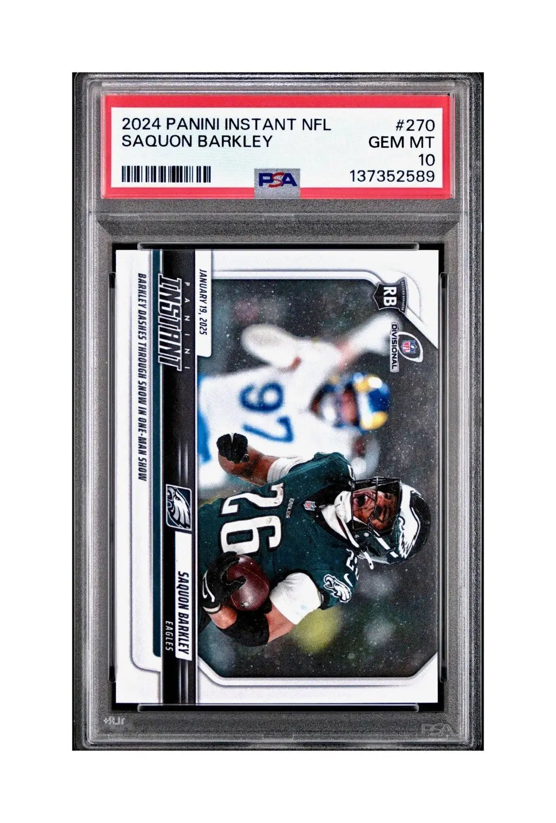 Saquon Barkley 2024 Panini Record Breaker NFL #270 Philadelphia Eagles PSA 10 - Football Card Single