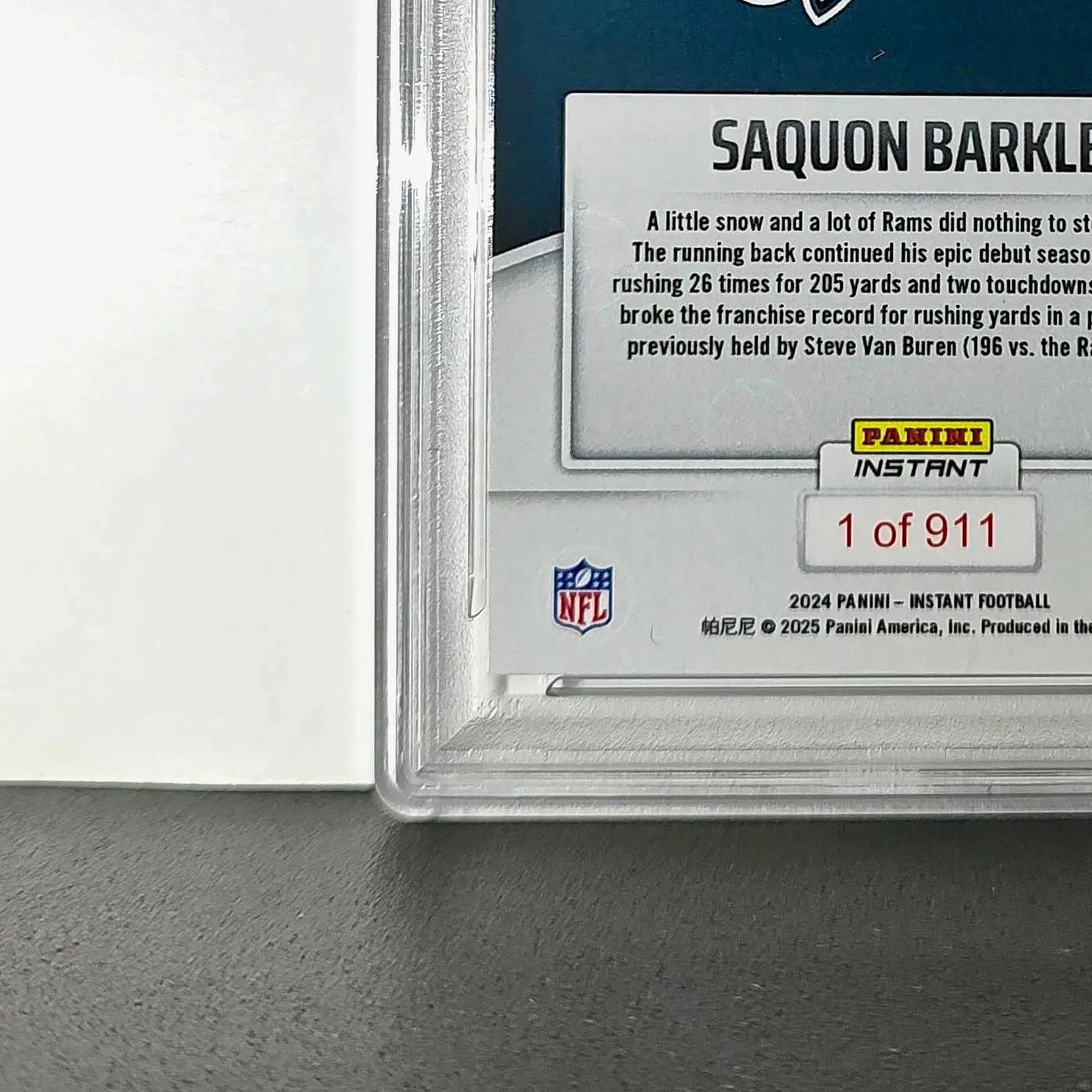 Saquon Barkley 2024 Panini Record Breaker NFL #270 Philadelphia Eagles PSA 10 - Football Card Single