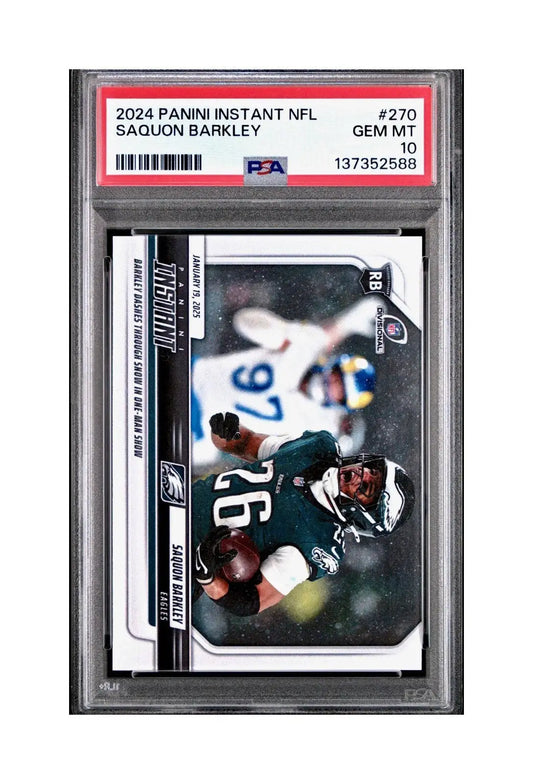 Saquon Barkley 2024 Panini Record Breaker NFL #270 Philadelphia Eagles PSA 10