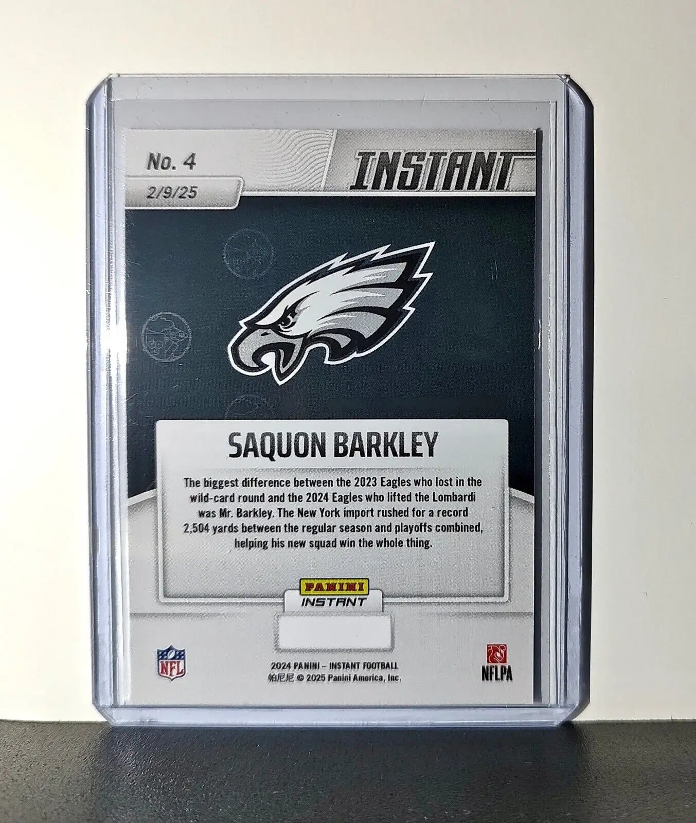 Saquon Barkley 2024 Panini Super Bowl LIX Champions NFL #4 Football Card Eagles