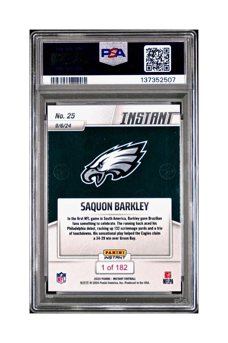 Saquon Barkley Rookie 2024 Panini Instant NFL #25 PSA 10 Gem Mint - Football Card Single