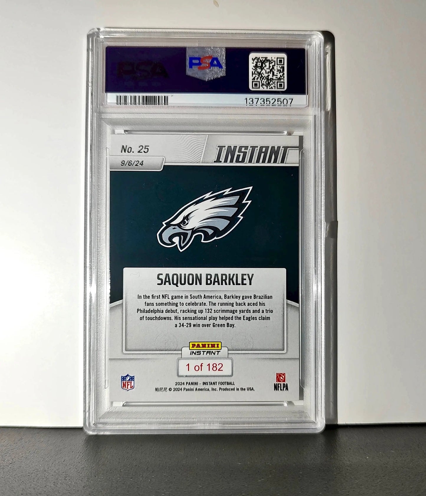 Saquon Barkley Rookie 2024 Panini Instant NFL #25 PSA 10 Gem Mint - Football Card Single