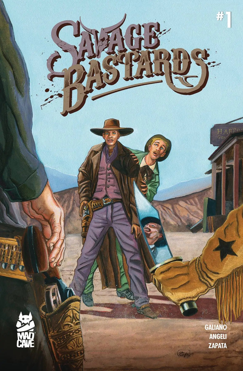 Comic book cover of Savage Bastards #1 depicting a Western standoff scene