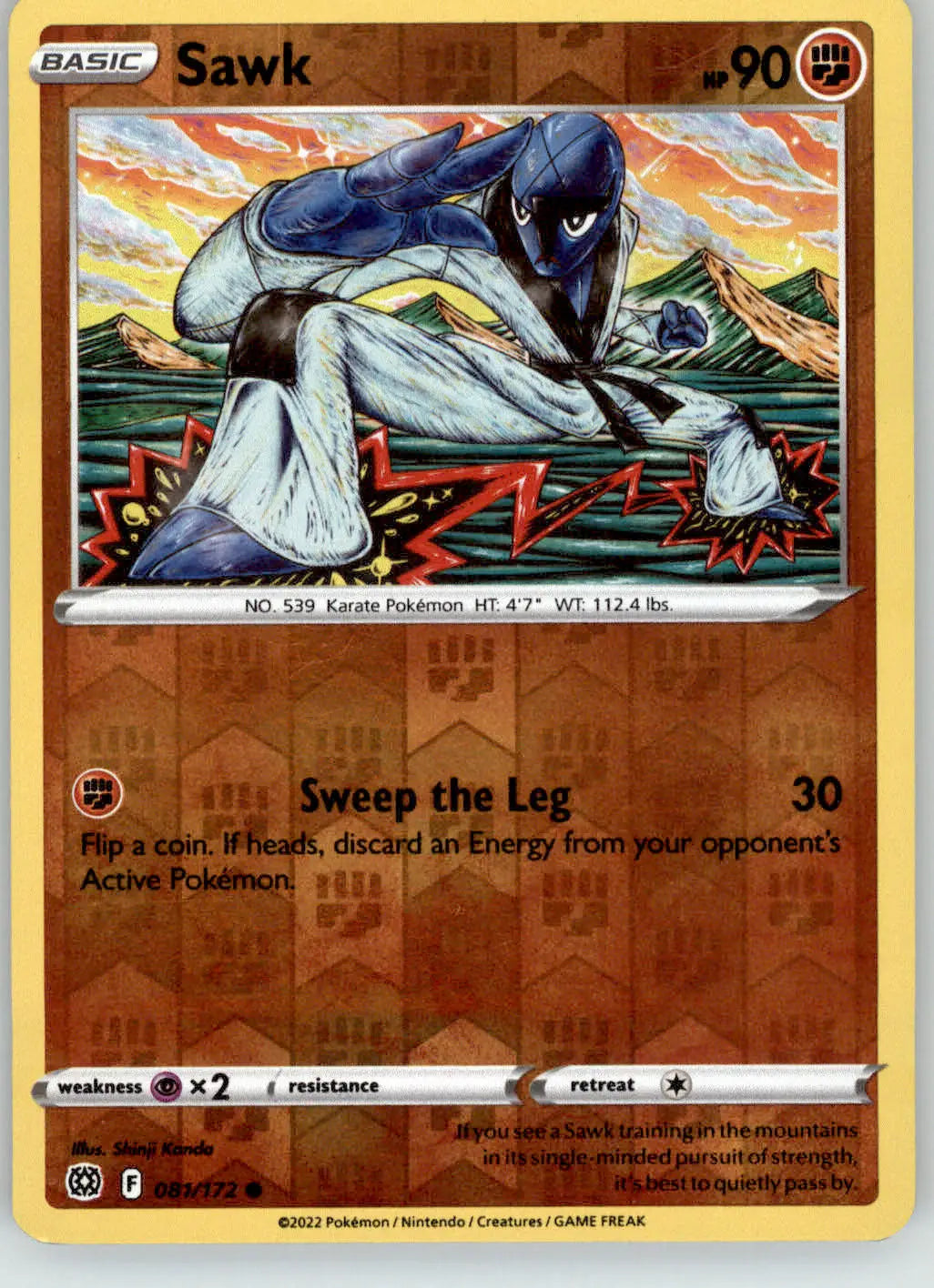 Sawk - Brilliant Stars - 081/172 - Reverse Holo LP Pokemon - Pokémon Card Single