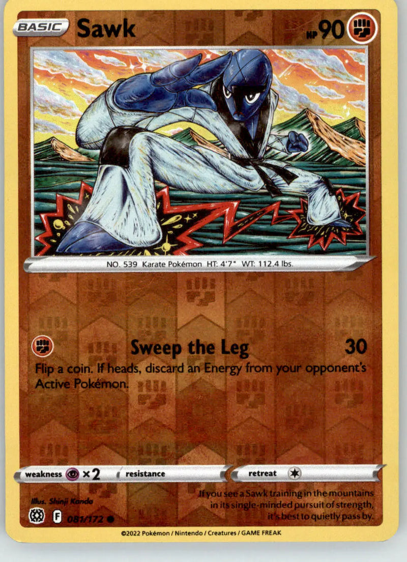 Sawk - Brilliant Stars - 081/172 - Reverse Holo LP Pokemon - Pokémon Card Single