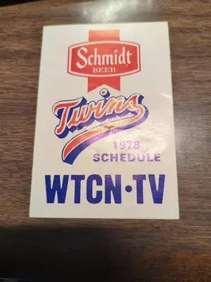 Schmidt Beer Minnesota Twins 1978 MLB pocket schedule - Sports Memorabilia