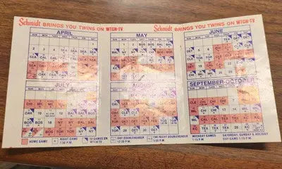 Schmidt Beer Minnesota Twins 1978 MLB pocket schedule - Sports Memorabilia