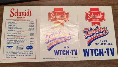 Schmidt Beer Minnesota Twins 1978 MLB pocket schedule - Sports Memorabilia