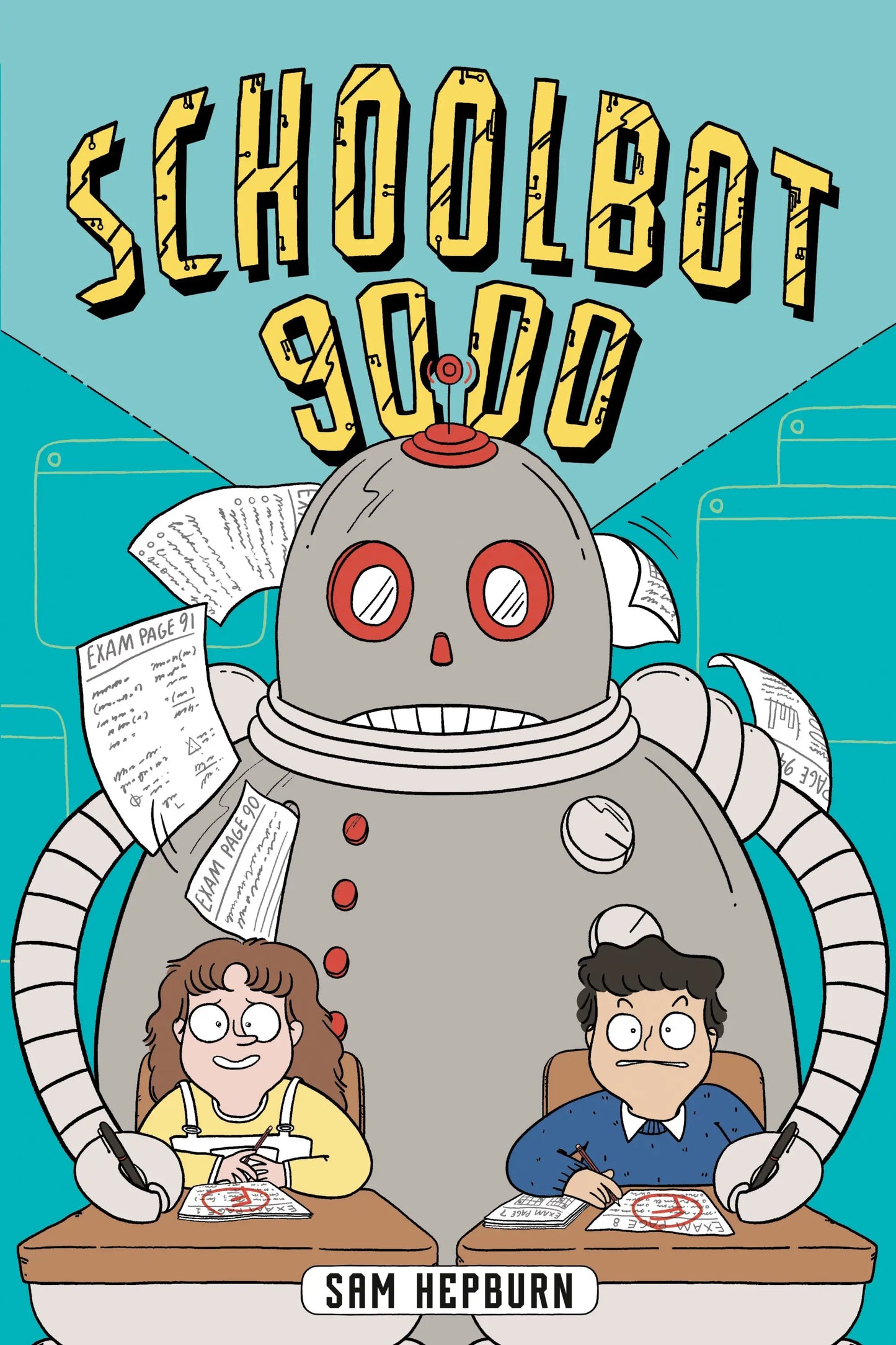 Cartoon book cover for Schoolbot 9000 A Graphic Novel product display