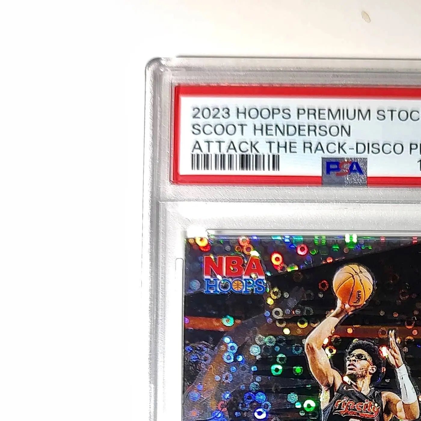 Scoot Henderson 2023 Panini Hoops Premium Attack the Rack #6 Disco Prizm PSA 10 - Basketball Card Single