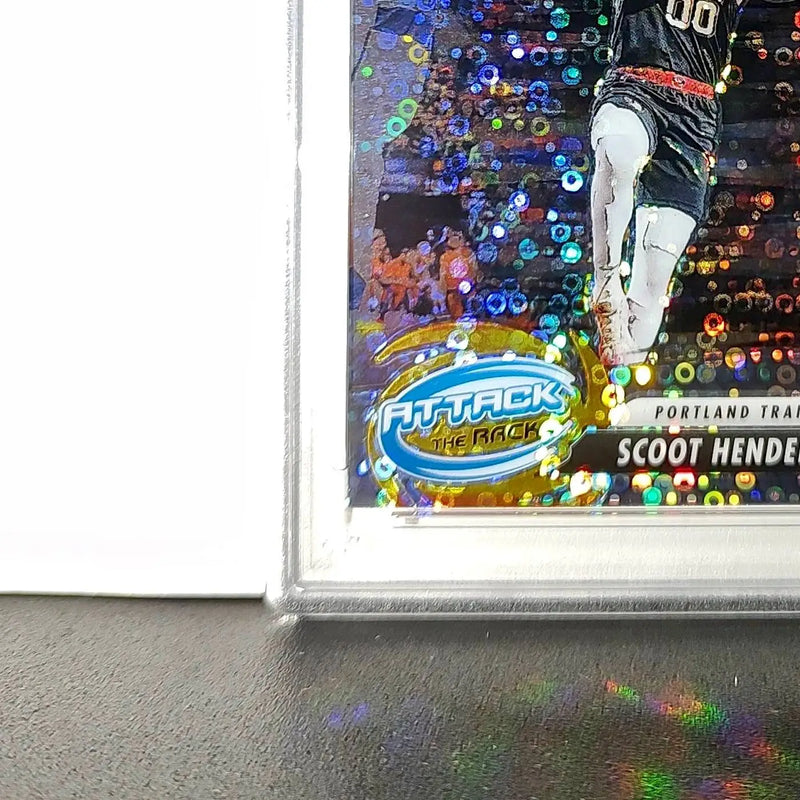 Scoot Henderson 2023 Panini Hoops Premium Attack the Rack #6 Disco Prizm PSA 10