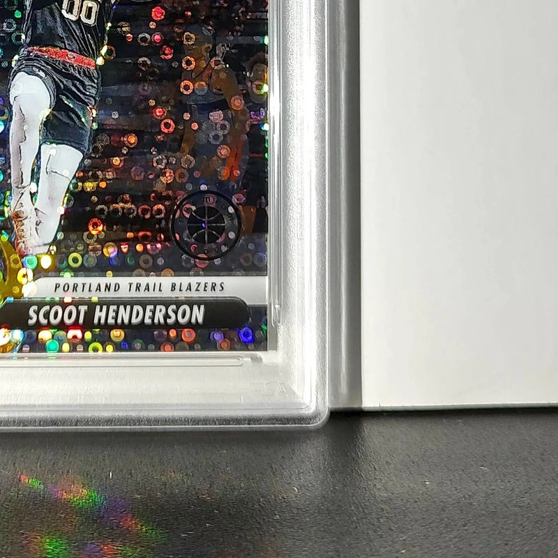 Scoot Henderson 2023 Panini Hoops Premium Attack the Rack #6 Disco Prizm PSA 10
