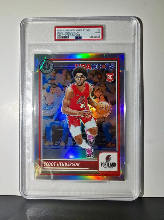 Scoot Henderson 2023 Panini Premium Stock NBA Hoops #3 Jumbo Refractor PSA 9 - Basketball Card Single