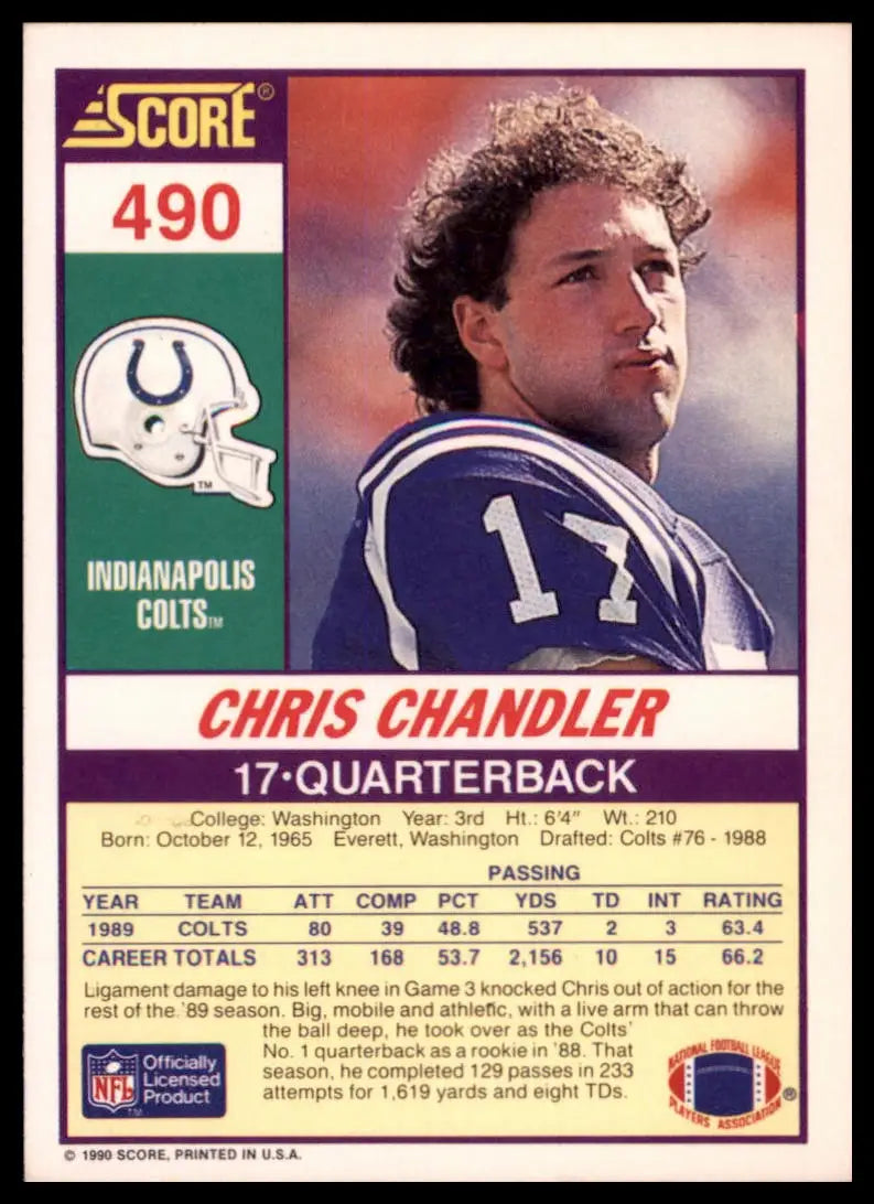 Score Chris Chandler 490 Indianapolis Colts LP - Football Card Single