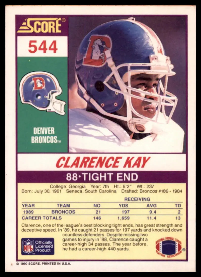 Score Clarence Kay 544 Denver Broncos LP - Football Card Single