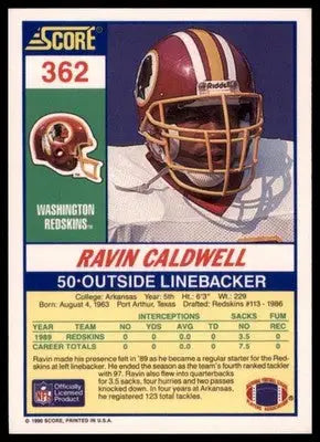 Score Ravin Caldwell 362 Washington Redskins