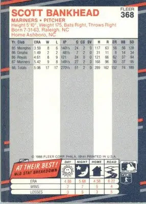 Scott Bankhead - 1988 Fleer - #368 - Baseball - Baseball Card Single