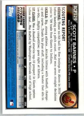 Scott Barnes - 2010 Bowman Chrome - #BCP129 - AUTO Prospects Baseball - Baseball Card Single