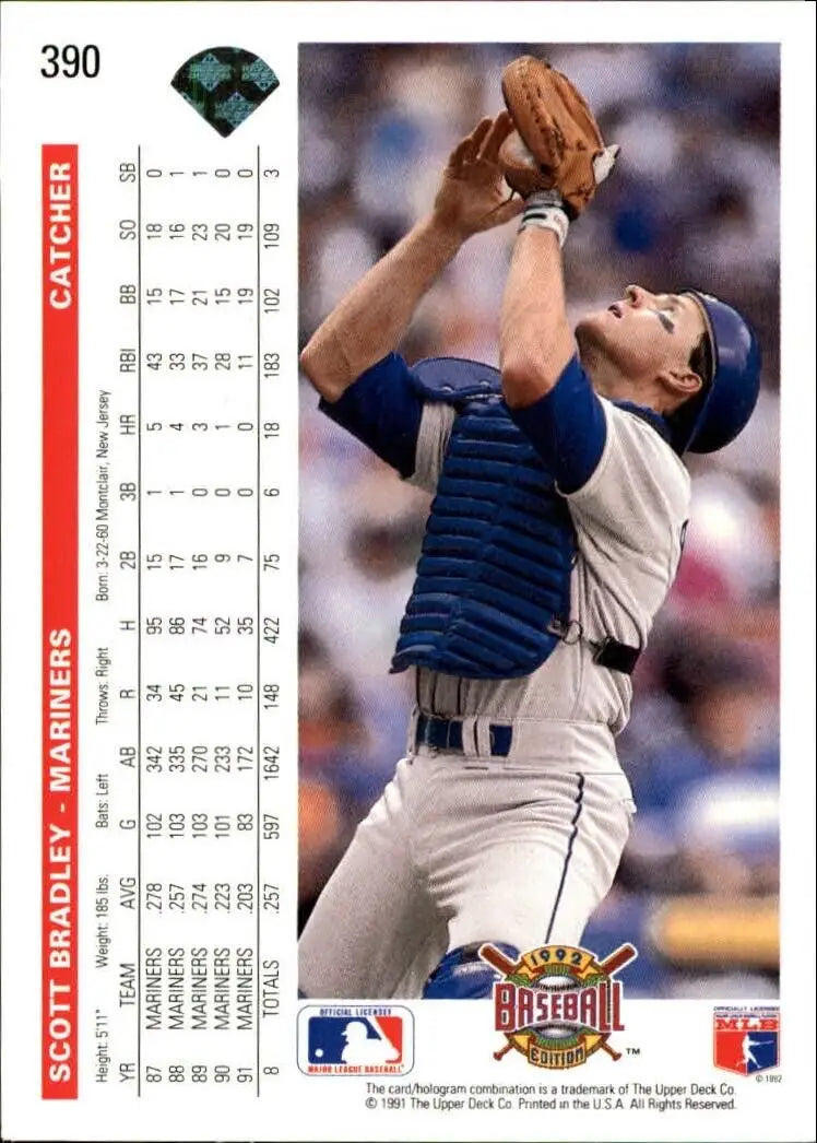 Scott Bradley 1992 Upper Deck MLB #390 Baseball Card Seattle Mariners - Baseball Card Single