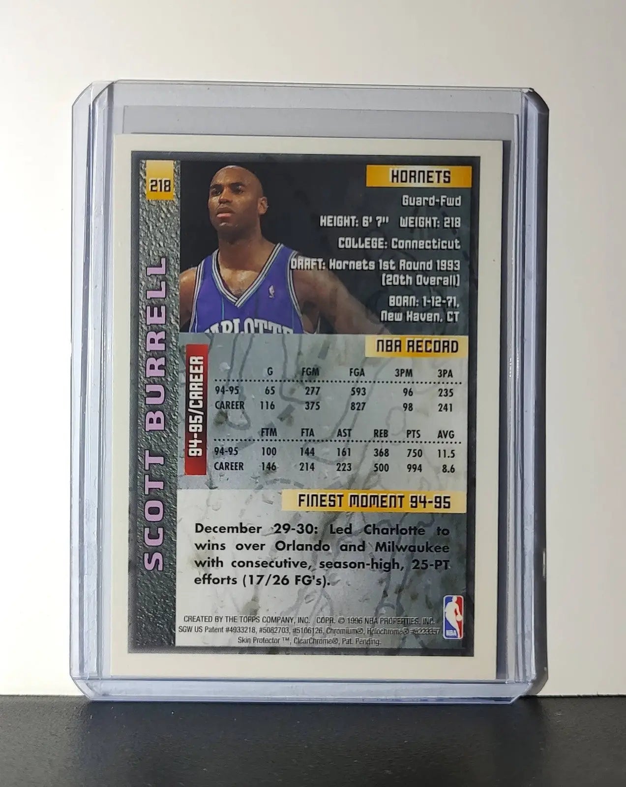 Scott Burrell 1995-96 Topps Finest NBA #218 Card Hornets - Basketball Card Single