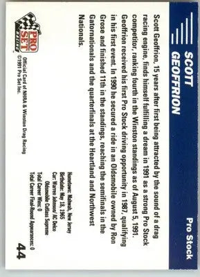 Scott Geoffrion - 1991 Pro Set NHRA - #44 - Racing - Racing Card Single
