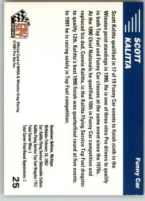 Scott Kalitta - 1991 Pro Set NHRA - #25 - Racing - Racing Card Single