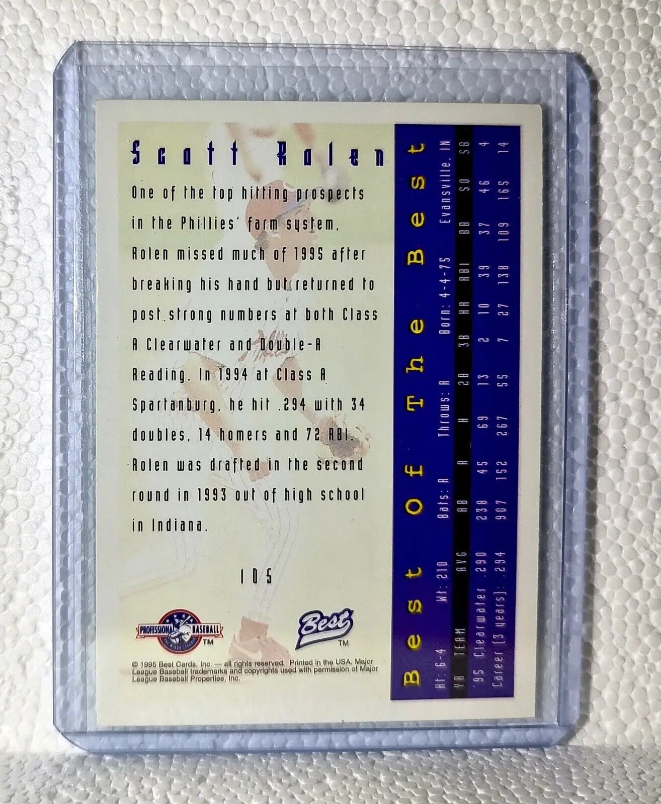 Scott Rolen 1995 Best MLB 105 Best of the Best Baseball Card Clearwater Phillies