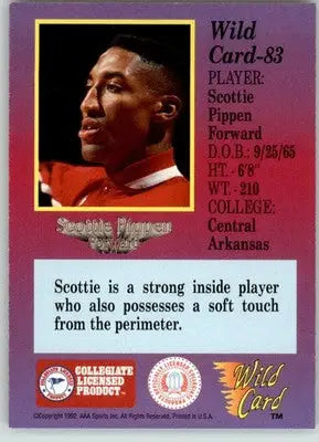 Scottie Pippen - 1992-93 Wild Card Collegiate - #83 - Basketball - Basketball Card Single