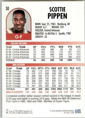 Scottie Pippen - 1994-95 Hoops - #30 - Basketball - Basketball Card Single