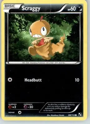 Scraggy - Black and White - HP - 68/114 - Pokémon Card Single
