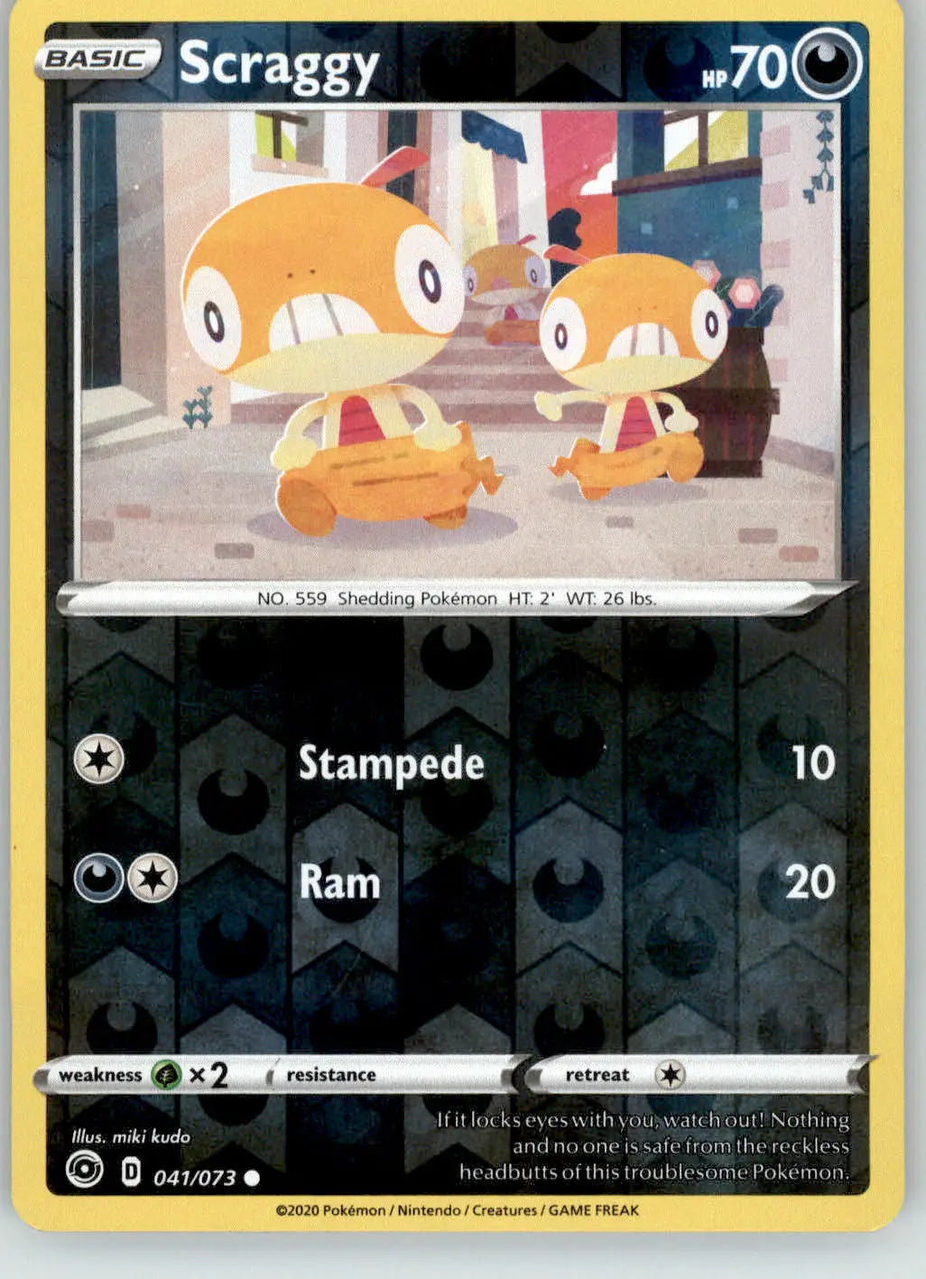 Scraggy - Champion’s Path - 041/073 - Reverse Holo LP Pokemon - Pokémon Card Single