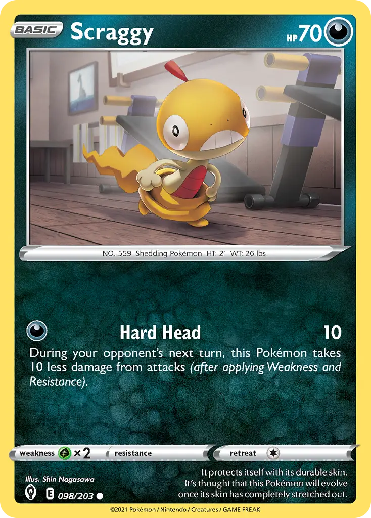 Scraggy - Evolving Skies - 098/203 - Reverse Holo LP Pokemon - Pokémon Card Single