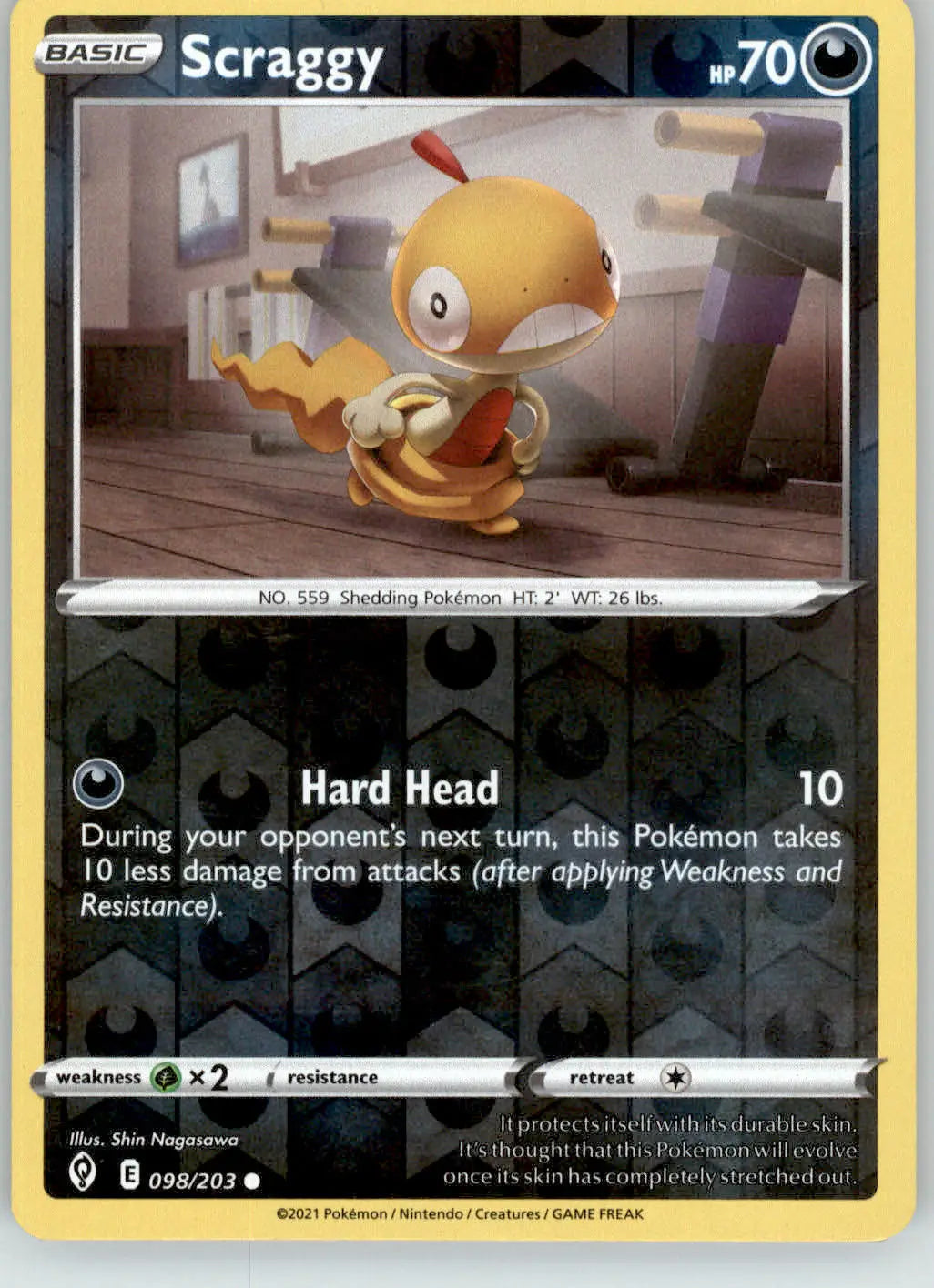 Scraggy - Evolving Skies - 098/203 - Reverse Holo LP Pokemon - Pokémon Card Single