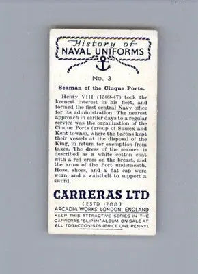 Seaman of the Cinque Ports - 1937 Carreras History of Naval Uniforms - #3 - Non-Sports Card Single