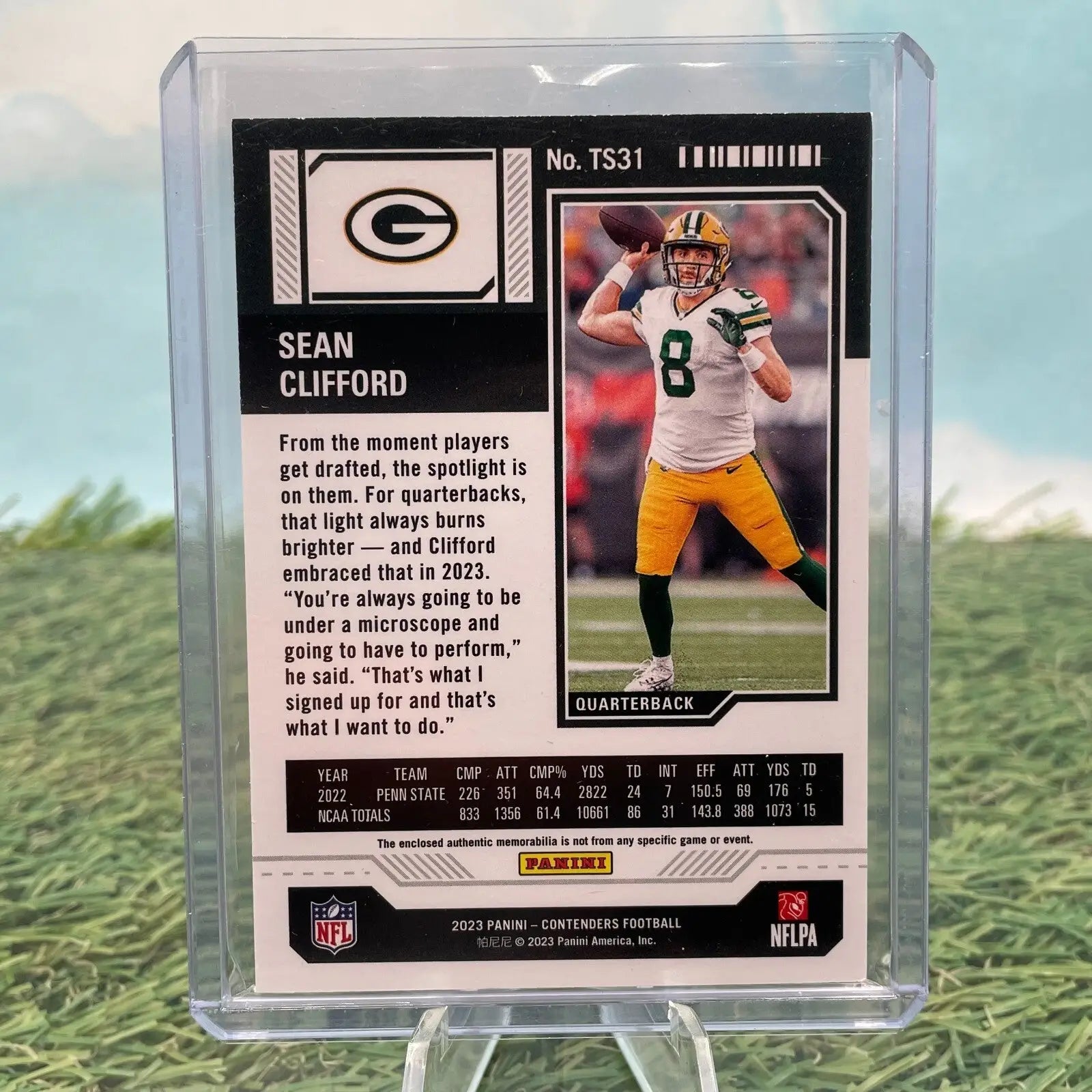 Sean Clifford -2023 Panini Contenders- (RC) Rookie Ticket Patch Relic -#TS31 - Football Card Single