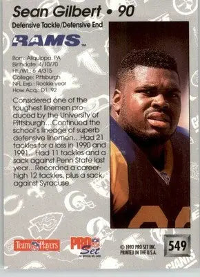 Sean Gilbert - 1992 Pro Set - #549 - RC Football - Football Card Single