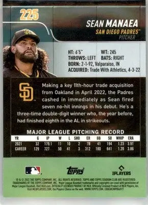 Sean Manaea - 2022 Stadium Club Chrome - #225 - Baseball - Baseball Card Single
