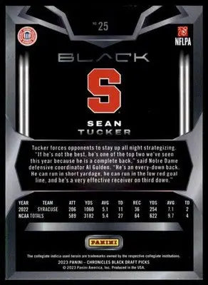 Sean Tucker 2023 Panini Chronicles Draft Picks Black #25 Syracuse Orange - Football Card Single