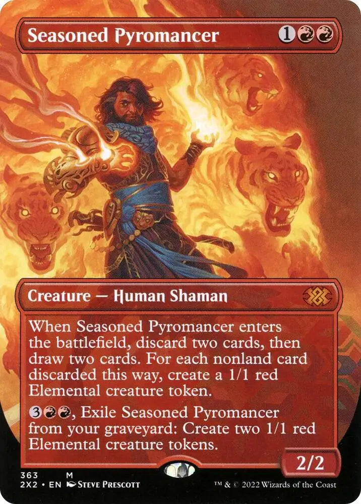 Seasoned Pyromancer (Borderless) [Double Masters 2022] Lightly Played Foil - Magic Card Single