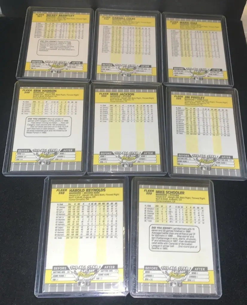 Seattle Mariners 1989 Fleer Autographed Hand Signed Lot of 8 Baseball Cards AUTO - Baseball Card Single