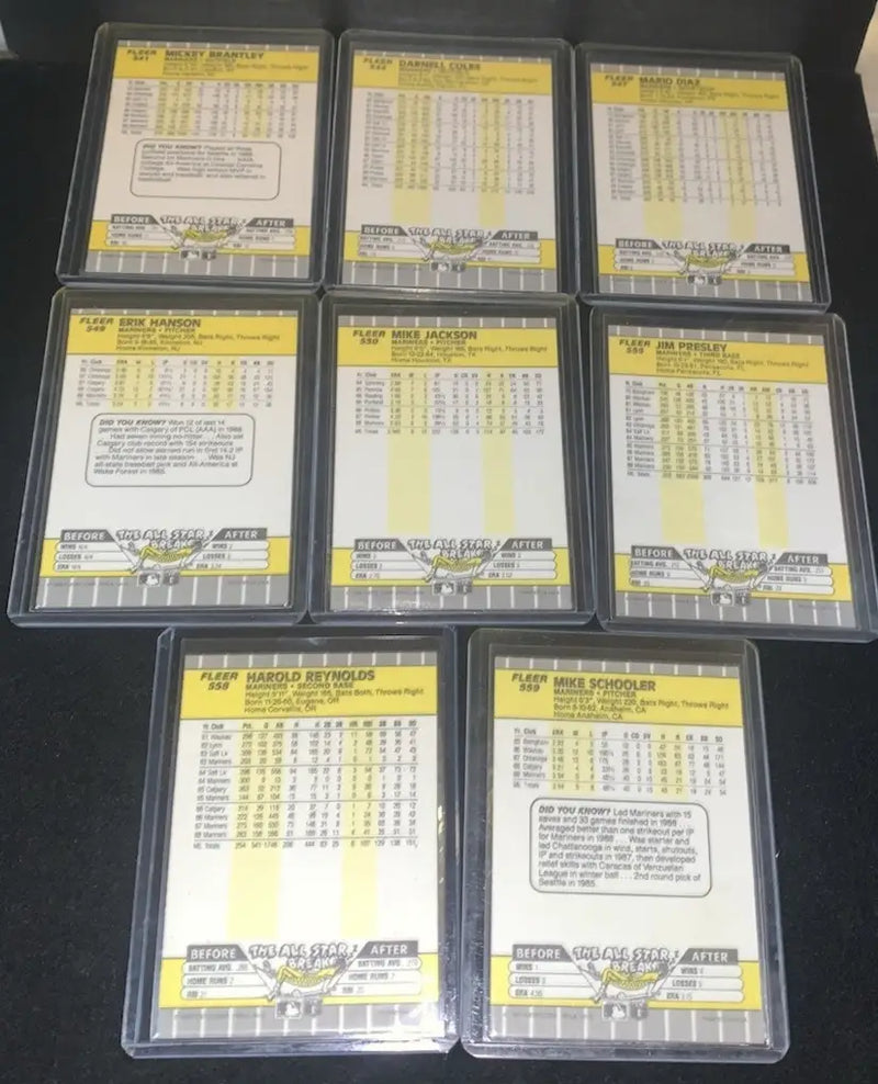Seattle Mariners 1989 Fleer Autographed Hand Signed Lot of 8 Baseball Cards AUTO - Baseball Card Single