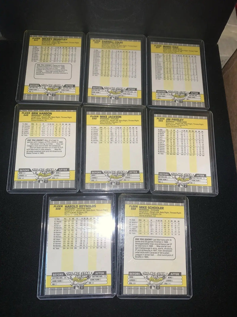 Seattle Mariners 1989 Fleer Autographed Hand Signed Lot of 8 Baseball Cards AUTO - Baseball Card Single