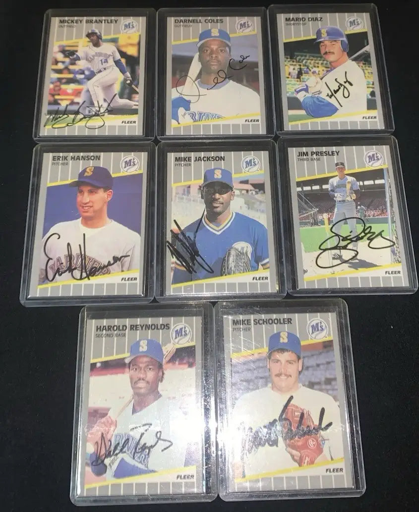 Seattle Mariners 1989 Fleer Autographed Hand Signed Lot of 8 Baseball Cards AUTO - Baseball Card Single