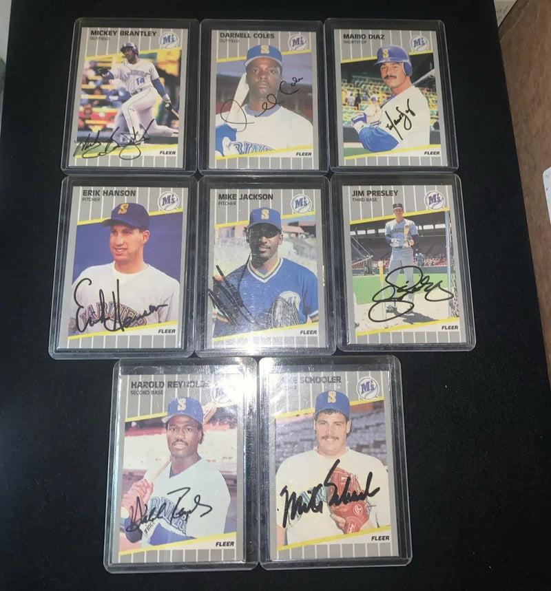 Seattle Mariners 1989 Fleer Autographed Hand Signed Lot of 8 Baseball Cards AUTO - Baseball Card Single
