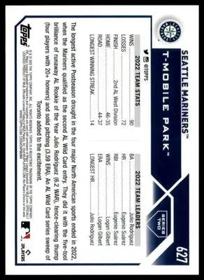 Seattle Mariners 2023 Topps #627 Seattle Mariners - Baseball Card Single
